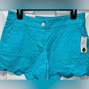 Women's Turquoise Scalloped Shorts